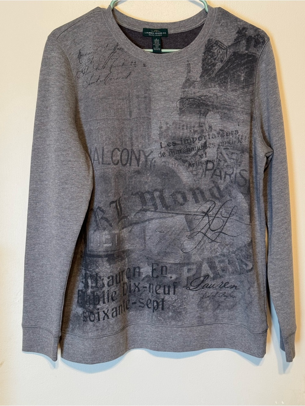 LRL Lauren Jean Co NWT Paris Graphic Theme Print Relaxed Sweatshirt 1990s Unisex